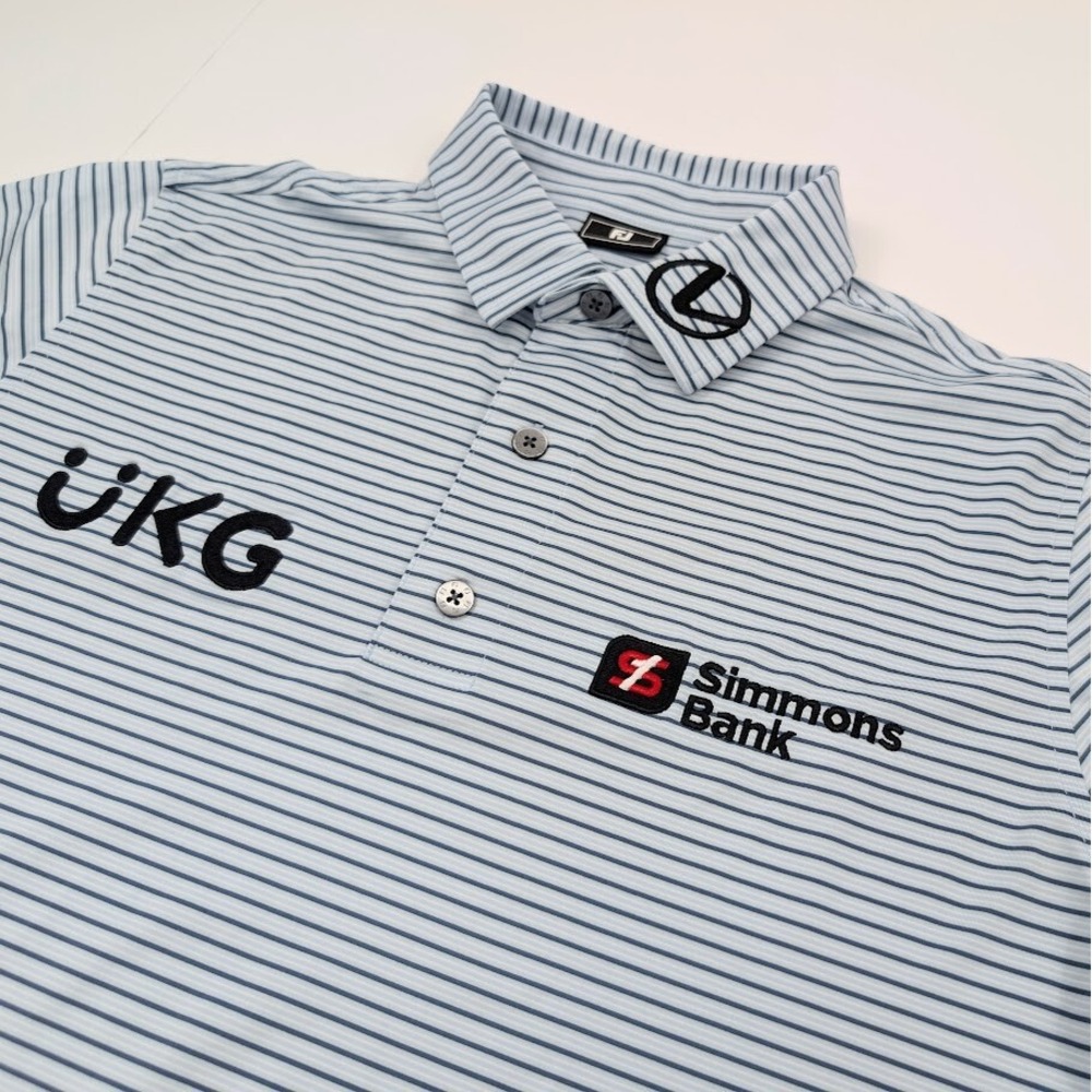 FootJoy Tour Issue Polo Mens Small Blue Striped‎ Performance